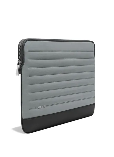 15" Leather Laptop Bag with Built-in Strap, Main Compartment &amp; Convenient Inner Pockets Secure B02-1 - Grey