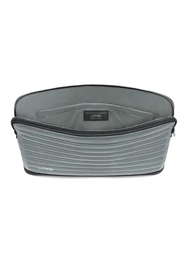 15" Leather Laptop Bag with Built-in Strap, Main Compartment &amp; Convenient Inner Pockets Secure B02-1 - Grey