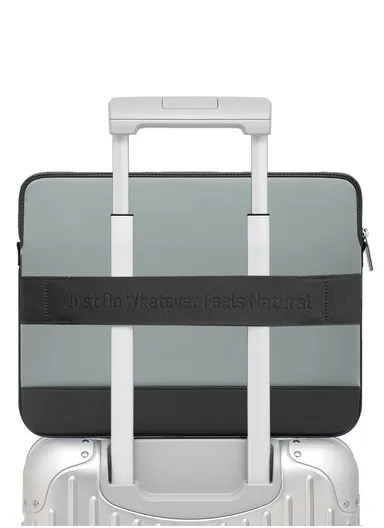 15" Leather Laptop Bag with Built-in Strap, Main Compartment &amp; Convenient Inner Pockets Secure B02-1 - Grey