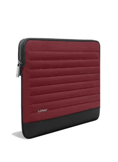 16" Leather Laptop Bag with Built-in Strap, Main Compartment &amp; Convenient Inner Pockets Secure B02-2 - Red
