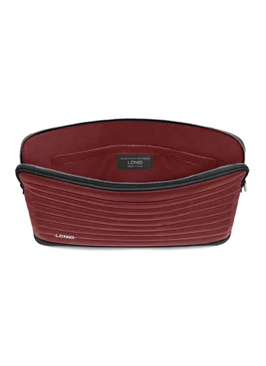 16" Leather Laptop Bag with Built-in Strap, Main Compartment &amp; Convenient Inner Pockets Secure B02-2 - Red
