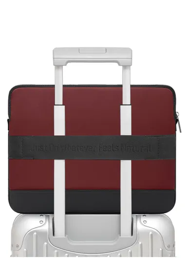 16" Leather Laptop Bag with Built-in Strap, Main Compartment &amp; Convenient Inner Pockets Secure B02-2 - Red