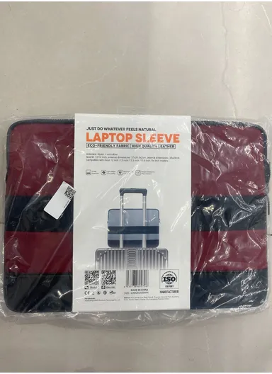 16" Leather Laptop Bag with Built-in Strap, Main Compartment &amp; Convenient Inner Pockets Secure B02-2 - Red