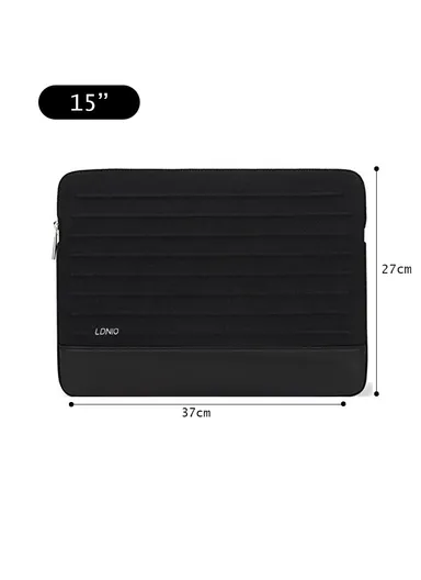 15" Leather Laptop Bag with Built-in Strap, Main Compartment &amp; Convenient Inner Pockets Secure B03-1 - Black