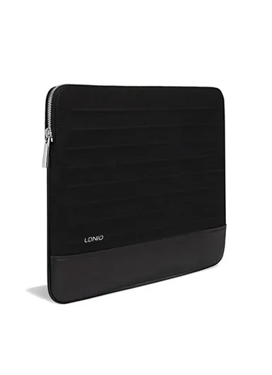 15" Leather Laptop Bag with Built-in Strap, Main Compartment &amp; Convenient Inner Pockets Secure B03-1 - Black