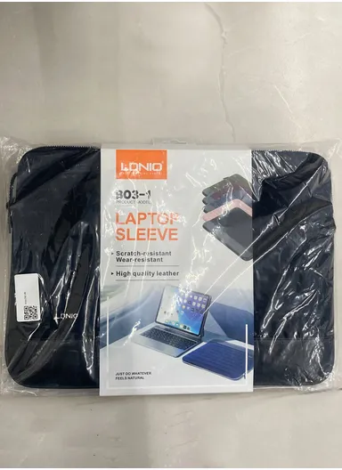 15" Leather Laptop Bag with Built-in Strap, Main Compartment &amp; Convenient Inner Pockets Secure B03-1 - Black