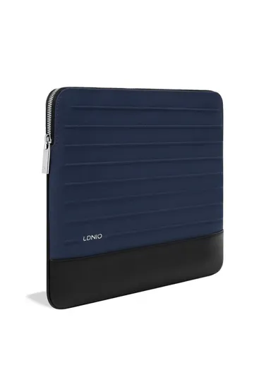 15" Leather Laptop Bag with Built-in Strap, Main Compartment &amp; Convenient Inner Pockets Secure B03-1 - Blue