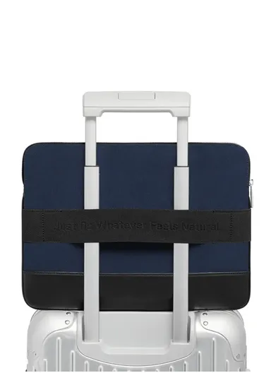 15" Leather Laptop Bag with Built-in Strap, Main Compartment &amp; Convenient Inner Pockets Secure B03-1 - Blue