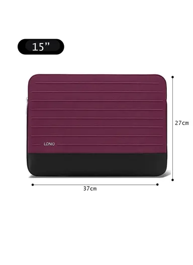 15" Leather Laptop Bag with Built-in Strap, Main Compartment &amp; Convenient Inner Pockets Secure B03-1 - Raspberry