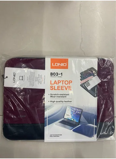 15" Leather Laptop Bag with Built-in Strap, Main Compartment &amp; Convenient Inner Pockets Secure B03-1 - Raspberry