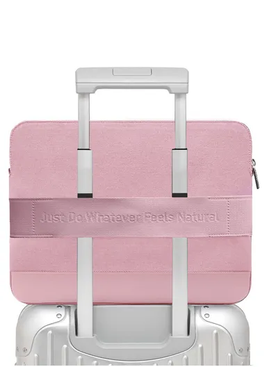 15" Leather Laptop Bag with Built-in Strap, Main Compartment &amp; Convenient Inner Pockets Secure B03-1 - Pink