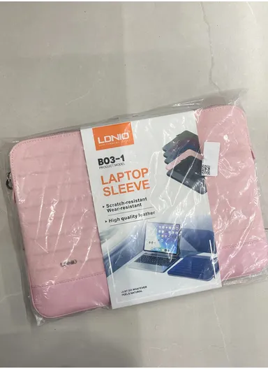 15" Leather Laptop Bag with Built-in Strap, Main Compartment &amp; Convenient Inner Pockets Secure B03-1 - Pink