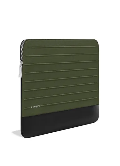 15" Leather Laptop Bag with Built-in Strap, Main Compartmen &amp; Convenient Inner Pockets Secure B03-1 - Green