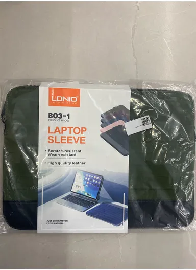 15" Leather Laptop Bag with Built-in Strap, Main Compartmen &amp; Convenient Inner Pockets Secure B03-1 - Green