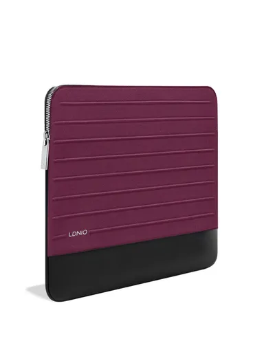 16" Leather Laptop Bag with Built-in Strap, Main Compartmen &amp; Convenient Inner Pockets Secure B03-2 - Raspberry