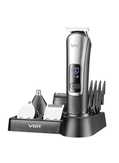 Professional Rechargeable Cordless Hair Clipper with Stainless Steel Blades &amp; LED Display V-111 – Dark Grey