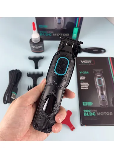 Professional Rechargeable Cordless Stainless Steel Blades Hair Clipper With LED Display V-254
