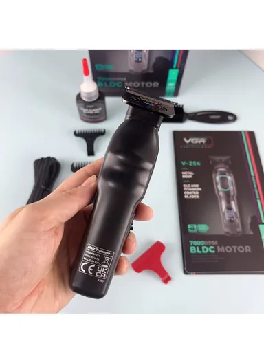 Professional Rechargeable Cordless Stainless Steel Blades Hair Clipper With LED Display V-254