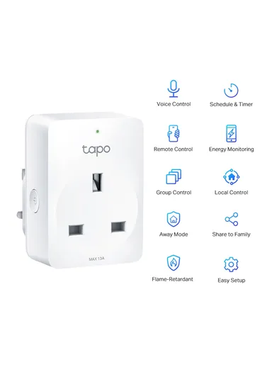 3680W Tapo P110 Mini Smart Wi-Fi Socket (L6.6 x W6.6 x H6.6)cm - 1 Pack