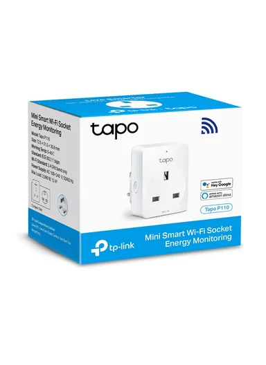 3680W Tapo P110 Mini Smart Wi-Fi Socket (L6.6 x W6.6 x H6.6)cm - 1 Pack