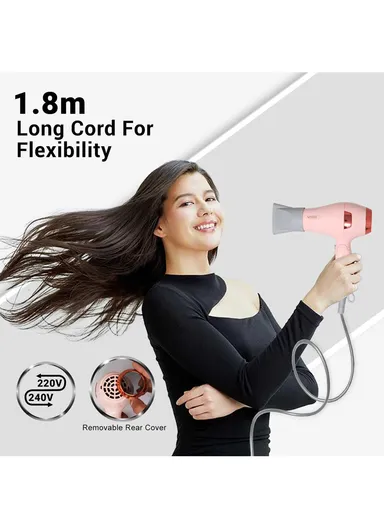 1000W Foldable Hair Dryer with 2 Speed Settings &amp; Tourmaline-Ionization Technology V-432