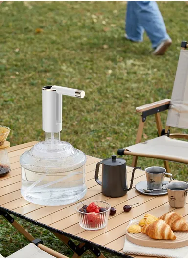 4W Portable Electric Folding Water Pump With Dual-Purpose Design, 360° Rotating Outlet &amp; Charging Cable Ideal For Home, Office &amp; Travel (D16 x H22)cm - Gold