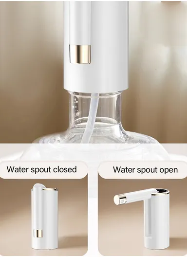 4W Portable Electric Folding Water Pump With Dual-Purpose Design, 360° Rotating Outlet &amp; Charging Cable Ideal For Home, Office &amp; Travel (D16 x H22)cm - Gold