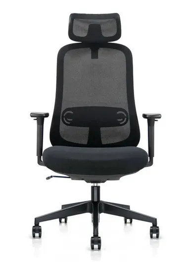 Comfortable Ergonomic Office Chair, Desk Chair with High-Density Foam Seat, 2 Position Locking Mechanism, Adjustable Height &amp; Headrest Adjustment 6232A (W65 x D69 x H118-128)cm - Black