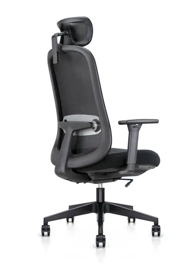 Comfortable Ergonomic Office Chair, Desk Chair with High-Density Foam Seat, 2 Position Locking Mechanism, Adjustable Height &amp; Headrest Adjustment 6232A (W65 x D69 x H118-128)cm - Black