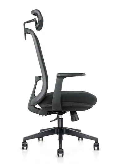 Comfortable Ergonomic Office Chair, Desk Chair with High-Density Foam Seat, 2 Position Locking Mechanism, Adjustable Height &amp; Headrest Adjustment 6232A (W65 x D69 x H118-128)cm - Black