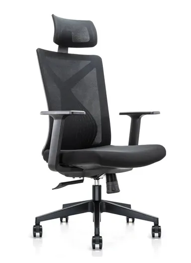 Comfortable Ergonomic Office Chair, Desk Chair with High-Density Foam Seat, Position Locking Mechanism, Adjustable Height &amp; Headrest Adjustment 6238A (W67 x D69 x H117-127)cm - Black