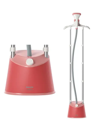 Philips Garment Steamer 1000 Series - 1800W, 1.8L Detachable Tank, 3 Steam Setting, 36 g/min, Soft Red.