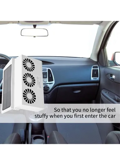 1200mAh 3500rpm Solar Car Fan, Front Rear Window Car Exhaust Fan Car Radiator Fan - Black