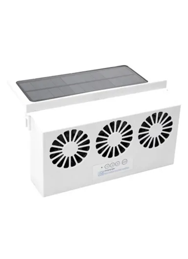 1200mAh 3500rpm Solar Car Fan, Front Rear Window Car Exhaust Fan Car Radiator Fan - White