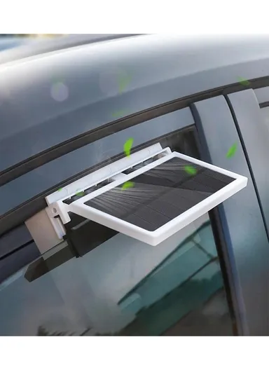 1200mAh 3500rpm Solar Car Fan, Front Rear Window Car Exhaust Fan Car Radiator Fan - White