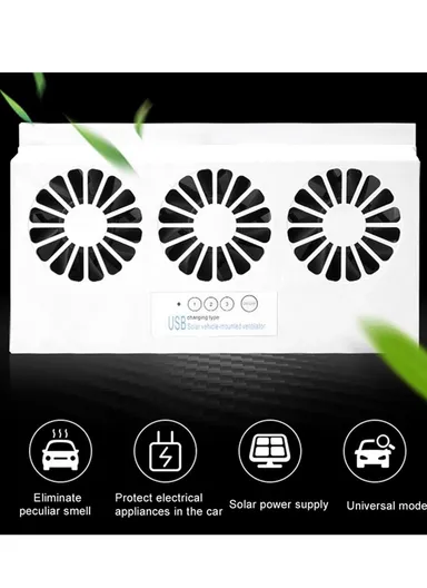 1200mAh 3500rpm Solar Car Fan, Front Rear Window Car Exhaust Fan Car Radiator Fan - White