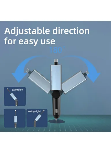 Bluetooth-compatible Car Charger FM Transmitter Fast Charging Adapter with Built-In PD 30W Extendable Type-C Cable C77 (L16 x W5.1)cm