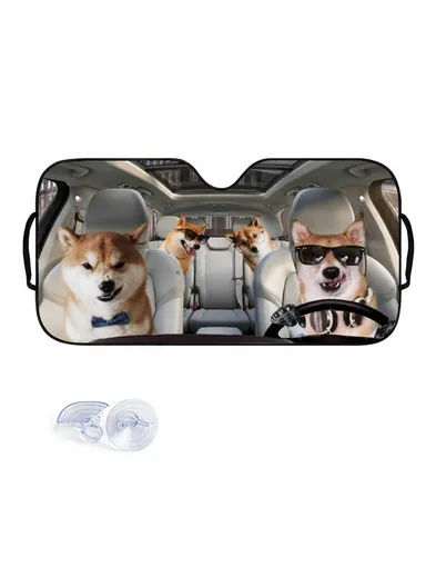 Universal Front Window Sunshield, Car UV Protection Windshield Sun Shade (L137 x W70)cm - Schnauzer