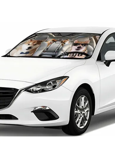 Universal Front Window Sunshield, Car UV Protection Windshield Sun Shade (L137 x W70)cm - Black Cat