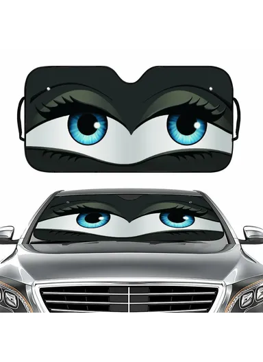 Universal Front Window Sunshield, Car UV Protection Windshield Sun Shade (L137 x W70)cm - Big Eyes