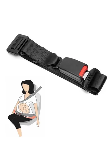 Pregnant Women Car Seat Belt Extension Adjustable Seatbelt Safety Lock Extender (L165 x W4.5)cm - Black