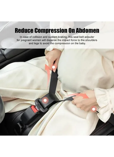 Pregnant Women Car Seat Belt Extension Adjustable Seatbelt Safety Lock Extender (L165 x W4.5)cm - Black