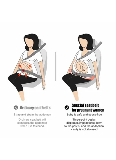 Pregnant Women Car Seat Belt Extension Adjustable Seatbelt Safety Lock Extender (L165 x W4.5)cm - Black
