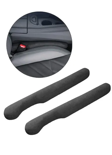 1 Pair Car Seat Gap Filler Suede Seat Gap Plug Leak-proof Strip (L43 x W5 x T6)cm - Black