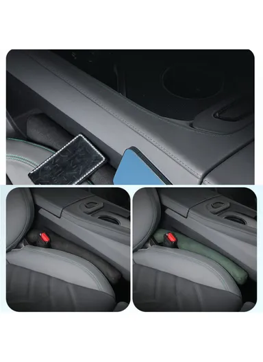 1 Pair Car Seat Gap Filler Suede Seat Gap Plug Leak-proof Strip (L43 x W5 x T6)cm - Black