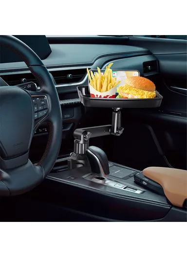 360-Degree Rotating Universal Car Cup Holder Mount Meal Tray Snack Holder Phone Stand Plastic Small Dining Table B01 (L6.75 x W7.95)cm