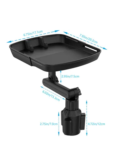 360-Degree Rotating Universal Car Cup Holder Mount Meal Tray Snack Holder Phone Stand Plastic Small Dining Table B01 (L6.75 x W7.95)cm