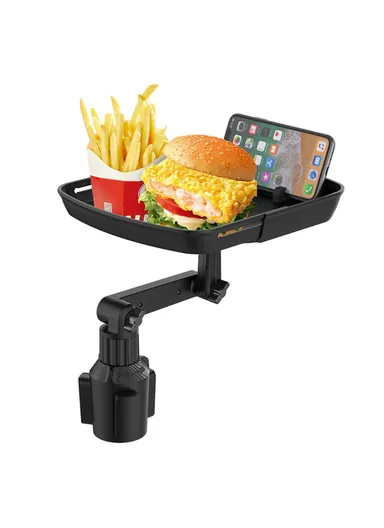 360-Degree Rotating Universal Car Cup Holder Mount Meal Tray Snack Holder Phone Stand Plastic Small Dining Table B01 (L6.75 x W7.95)cm