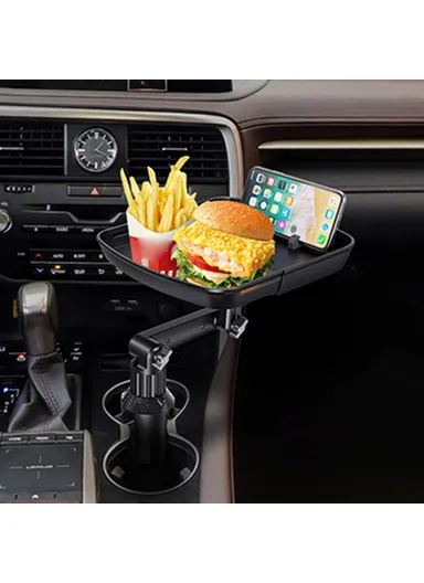 360-Degree Rotating Universal Car Cup Holder Mount Meal Tray Snack Holder Phone Stand Plastic Small Dining Table B01 (L6.75 x W7.95)cm