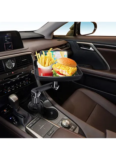 360-Degree Rotating Universal Car Cup Holder Mount Meal Tray Snack Holder Phone Stand Plastic Small Dining Table B01 (L6.75 x W7.95)cm